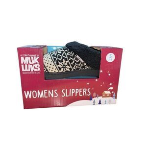 MUK LUKS Women's Knit Clog Slipper with Faux Fur Trim - SMALL (5-6)